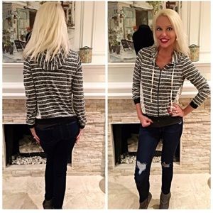 Hoodie with stripes & lace detail S